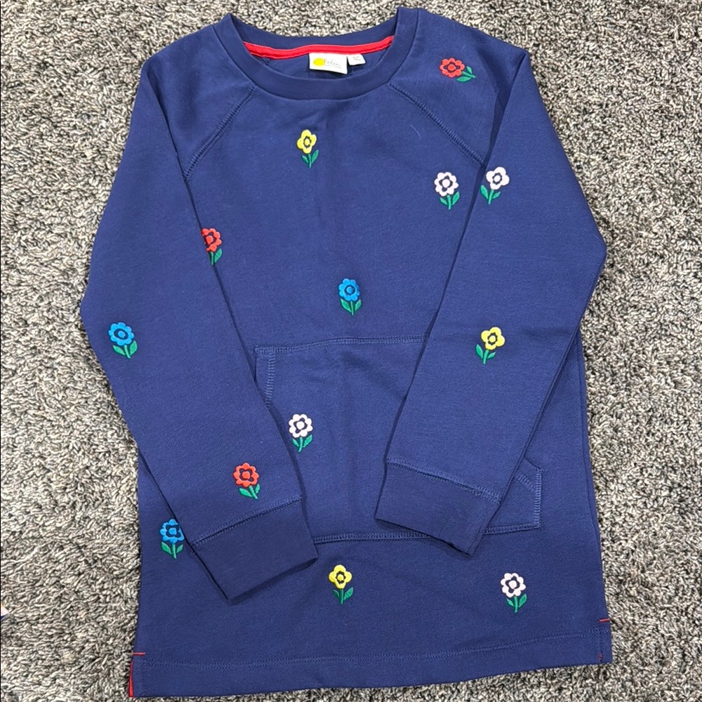 Floral Embroidered Kids Shirt - Blue